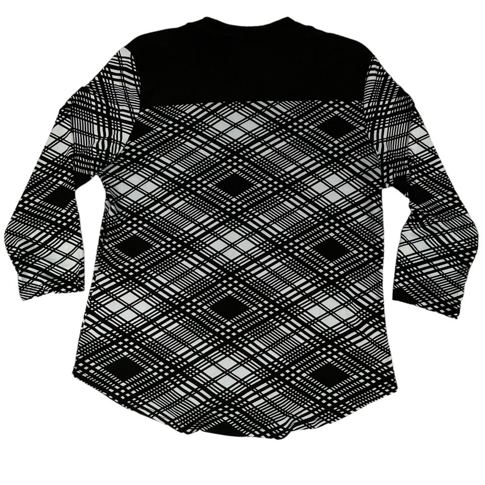Diana Bell Black White Diagonal Print Office Attire Polished Casual Top - Sz M - Picture 2 of 16